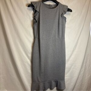 Old Navy Gray Midi Dress with Ruffle Sleeves